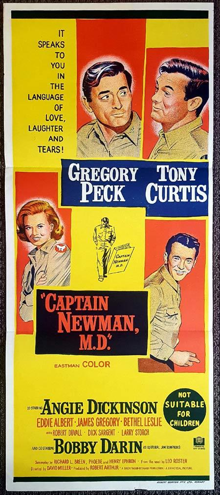 CAPTAIN NEWMAN MD Original Daybill Movie Poster  Gregory Peck Tony Curtis Angie Dickinson