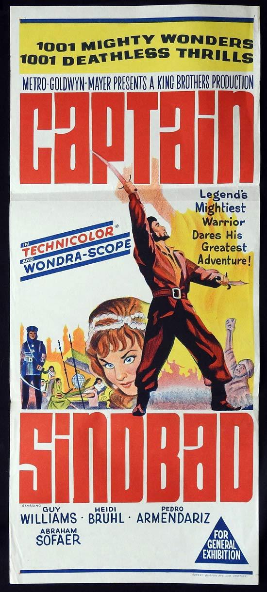 CAPTAIN SINBAD Original daybill Movie Poster Guy Williams Heidi Bruhl