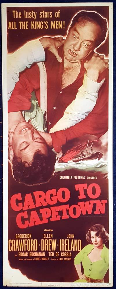 CARGO TO CAPETOWN US Insert Movie poster Broderick Crawford