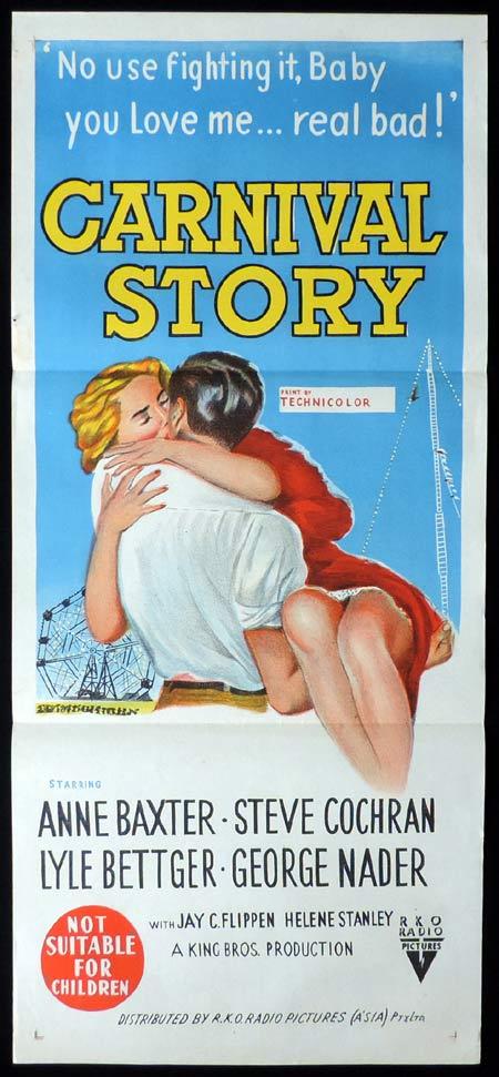 CARNIVAL STORY Original Daybill Movie Poster RKO Steve Cochran Anne Baxter