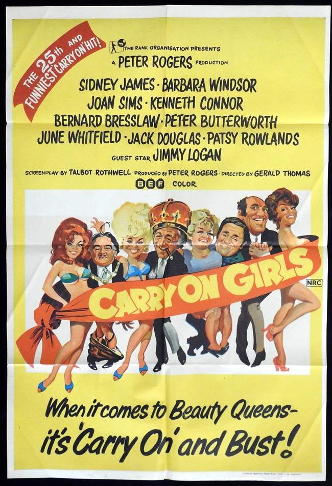 CARRY ON GIRLS Original One sheet Movie Poster Sid James Barbara Windsor Joan Sims