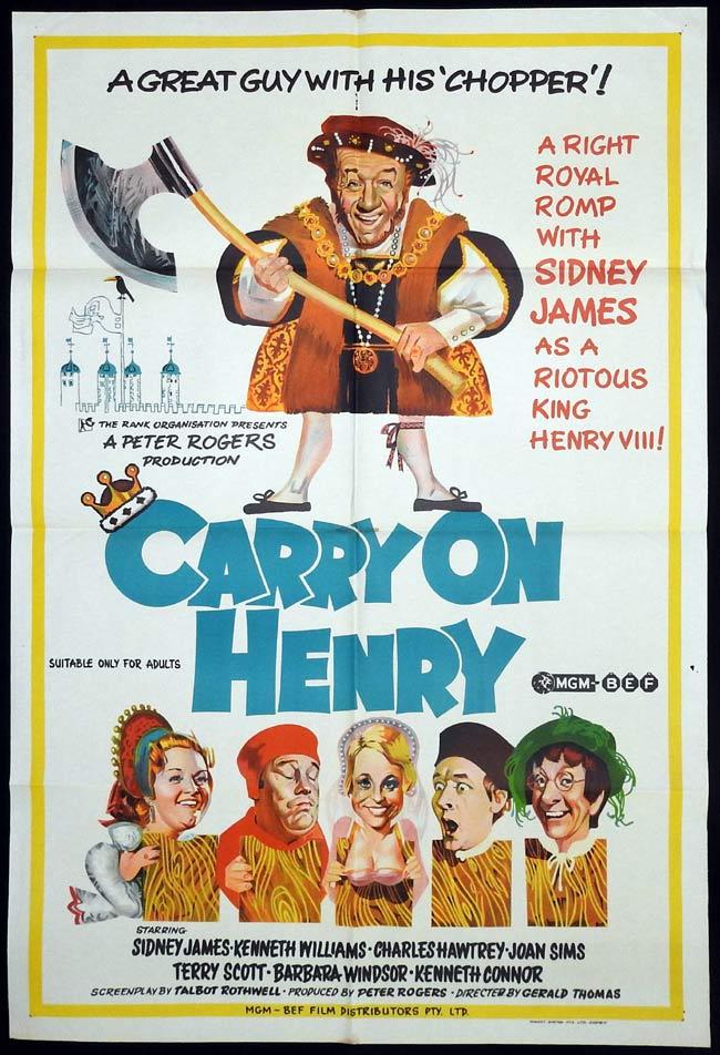 CARRY ON HENRY Original One sheet Movie Poster Sid James Kenneth Williams Charles Hawtrey