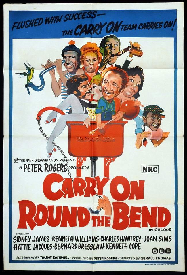 CARRY ON ROUND THE BEND Original One sheet Movie Poster Sid James Kenneth Williams Charles Hawtrey