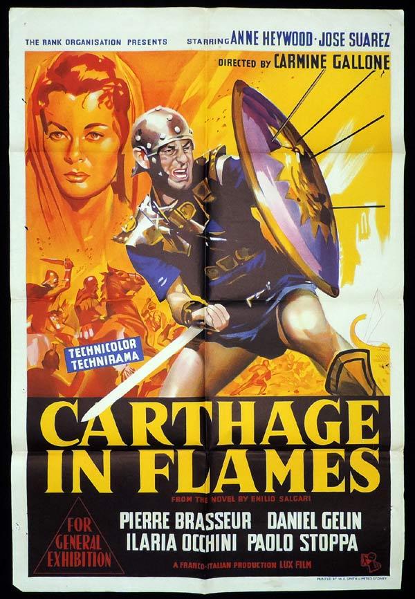 CARTHAGE IN FLAMES One Sheet Movie Poster Pierre Brasseur Sword and Sandal