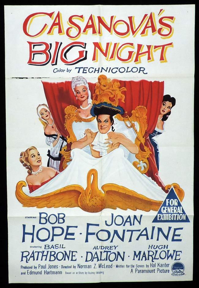 CASANOVA’S BIG NIGHT Original One sheet Movie Poster BOB HOPE Joan Fontaine