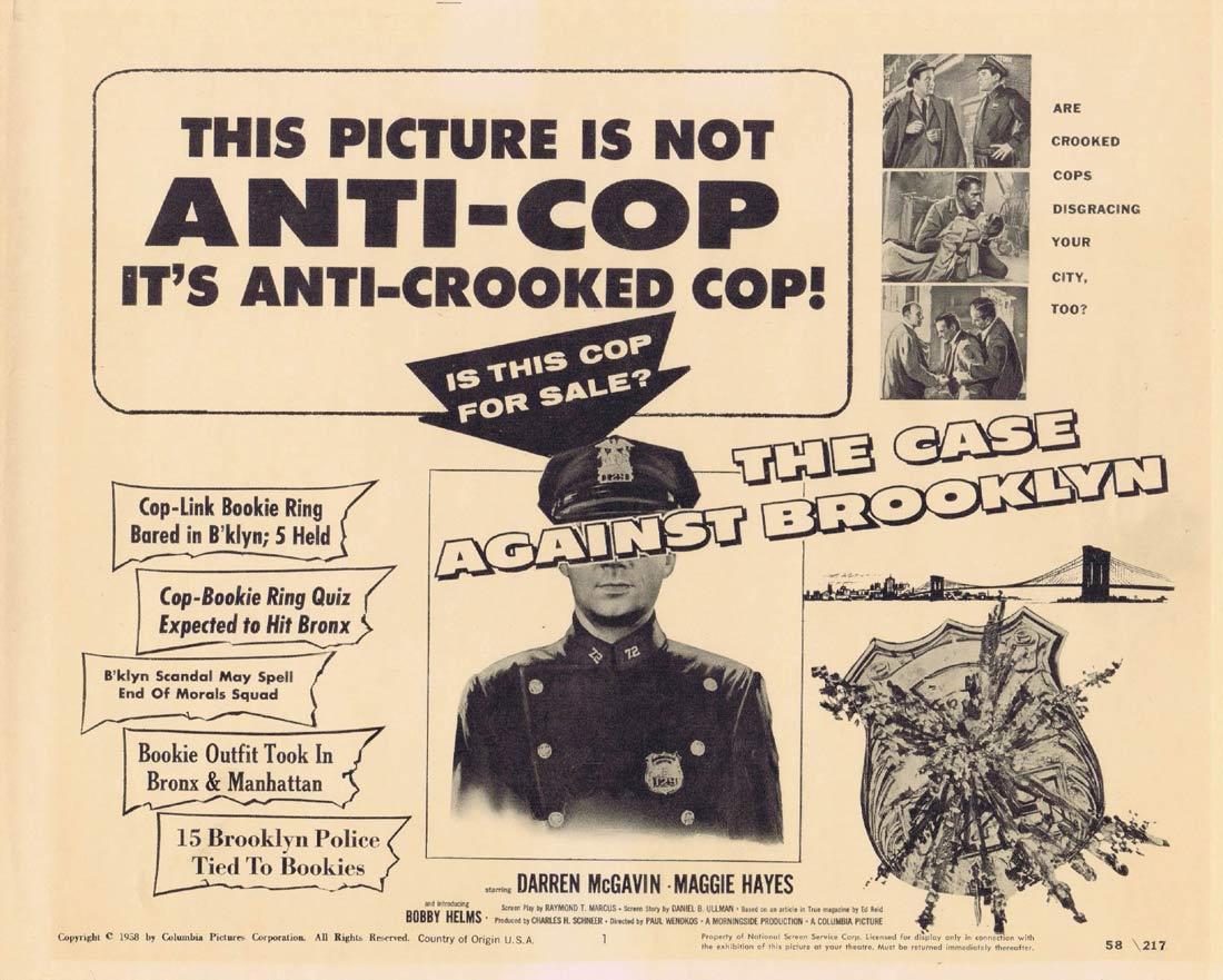 THE CASE AGAINST BROOKLYN Lobby Card Darren McGavin Crooked Cops