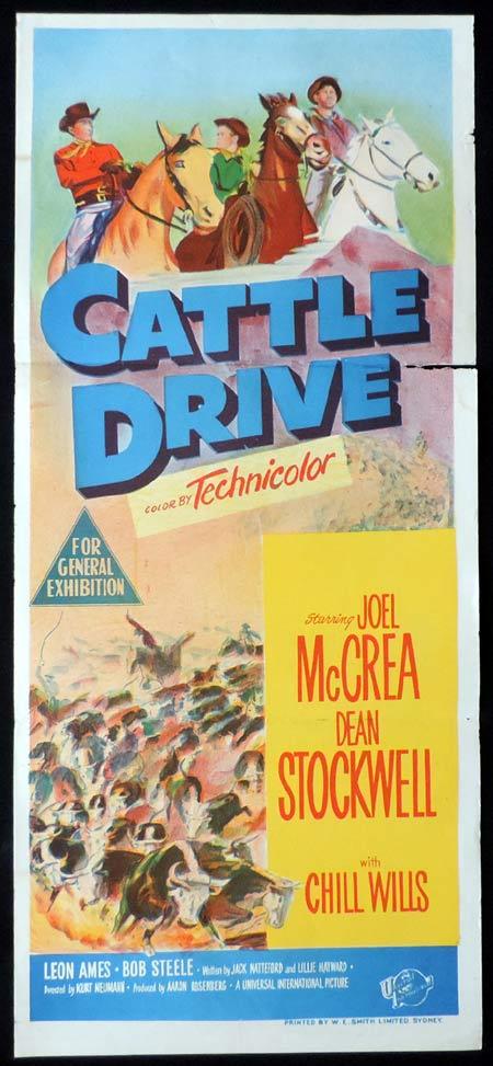CATTLE DRIVE Original Daybill Movie Poster Joel McCrea