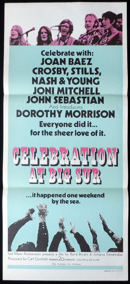 CELEBRATION AT BIG SUR Daybill Movie Poster Joan Baez Crosby Stills and Nash
