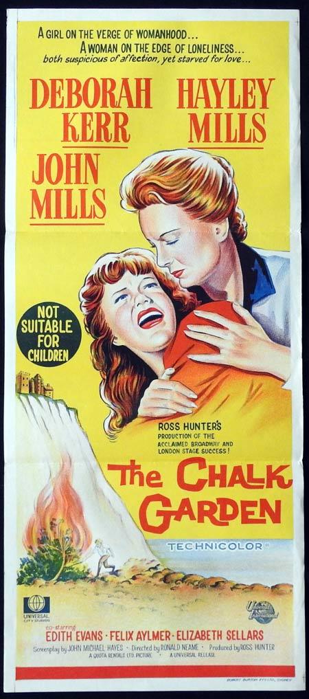 THE CHALK GARDEN Original daybill Movie Poster Deborah Kerr Hayley Mills