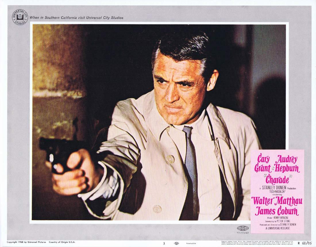 CHARADE Lobby Card 3 Cary Grant Audrey Hepburn - Moviemem Original ...