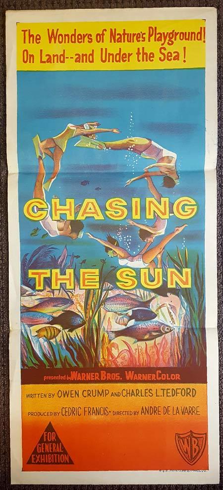 CHASING THE SUN Original Daybill Movie Poster OWEN CRUMP Skin Diving Scuba
