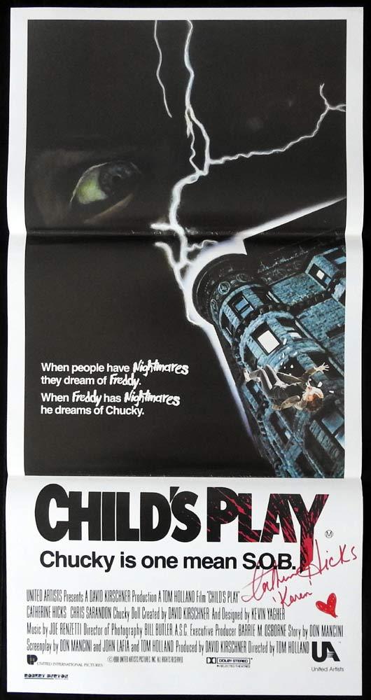CHILD’S PLAY Original Daybill Movie poster Chucky AUTOGRAPHED by CATHERINE HICKS