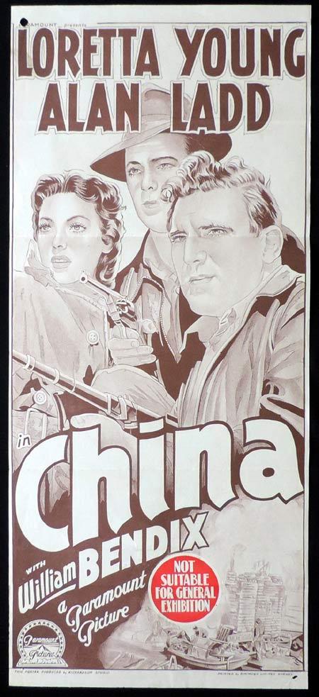 CHINA Original Daybill Movie Poster Loretta Young ALAN LADD Richardson Studio