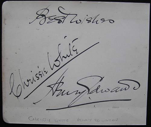 CHRISSIE WHITE and HENRY EDWARDS Autograph on an Album Page