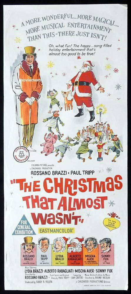 THE CHRISTMAS THAT ALMOST WASNT Original Daybill Movie Poster Paul Tripp Lydia Brazzi