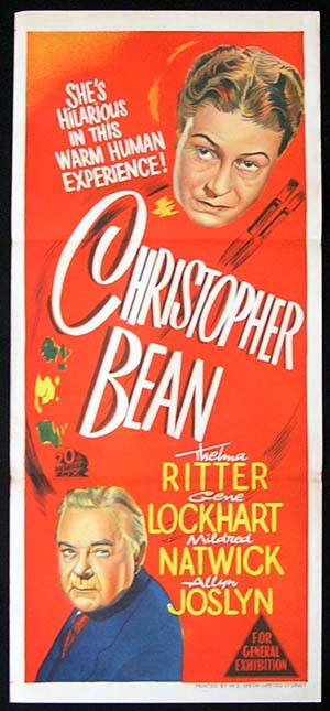 CHRISTOPHER BEAN Daybill Movie poster Thelma Ritter RARE poster