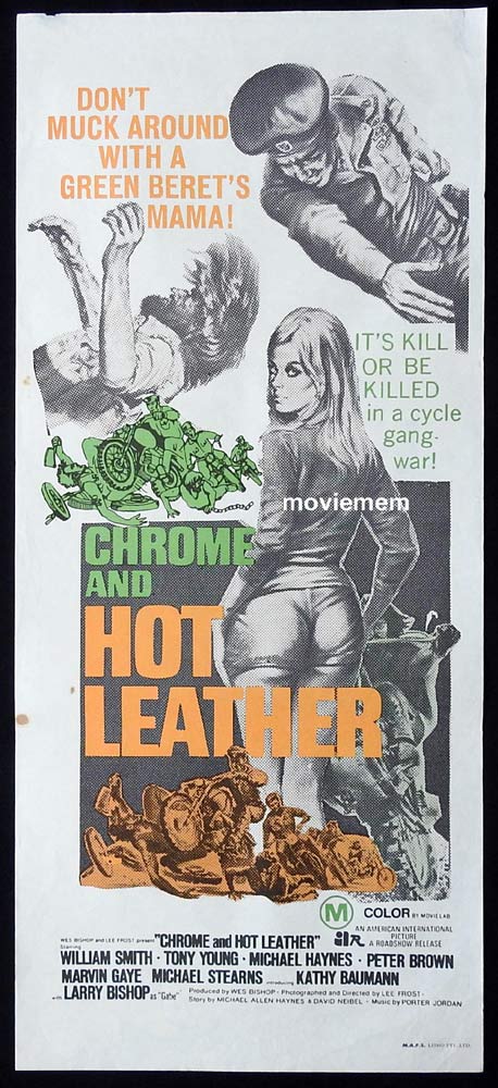CHROME AND HOT LEATHER Original Daybill Movie Poster William Smith Motorcycle Biker