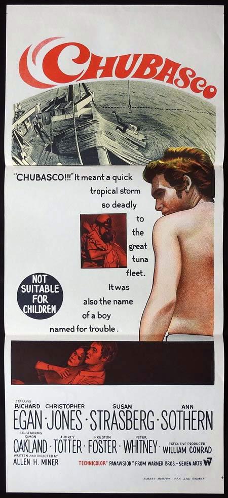 CHUBASCO Original Daybill Movie Poster Richard Egan Christopher Jones Susan Strasberg