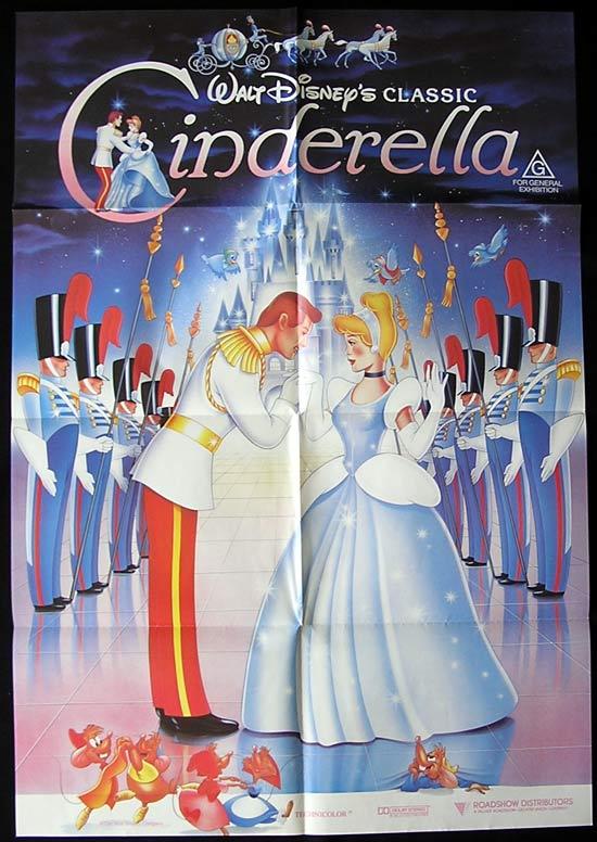 CINDERELLA Original One sheet Movie poster Disney 90sr