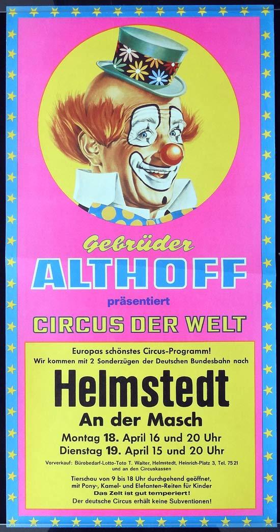 GEBRUDER ALTHOFF Original Poster CLOWN ART Helmstedt