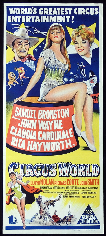 CIRUCS WORLD Original Daybill Movie Poster John Wayne Claudia Cardinale Rita Hayworth