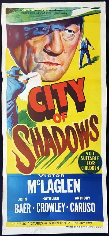 CITY OF SHADOWS Original Daybill Movie Poster Victor McLaglen Film Noir