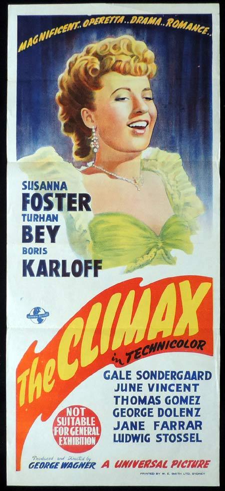 THE CLIMAX Daybill Movie Poster 1944 Universal Horror BORIS KARLOFF Horror