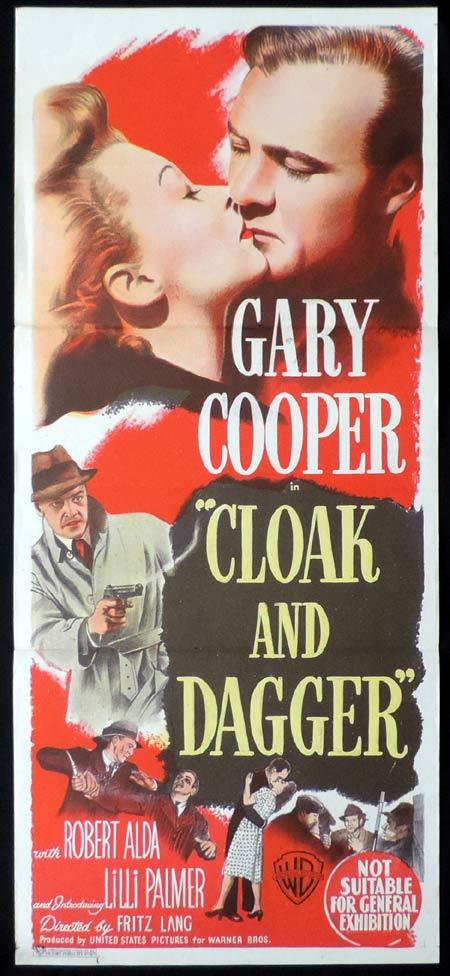 CLOAK AND DAGGER Original Daybill Movie Poster Gary Cooper Fritz Lang