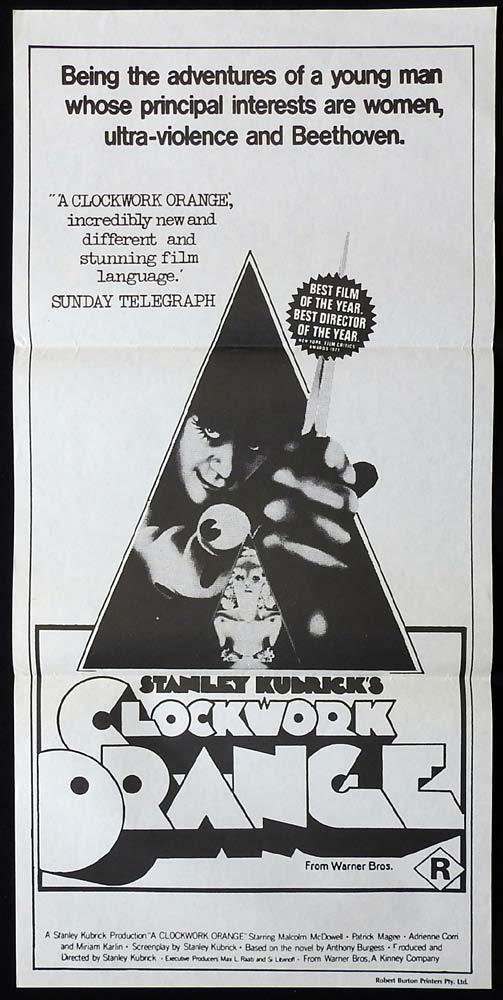 A CLOCKWORK ORANGE Rare Daybill Movie poster STANLEY KUBRICK Malcolm McDowell