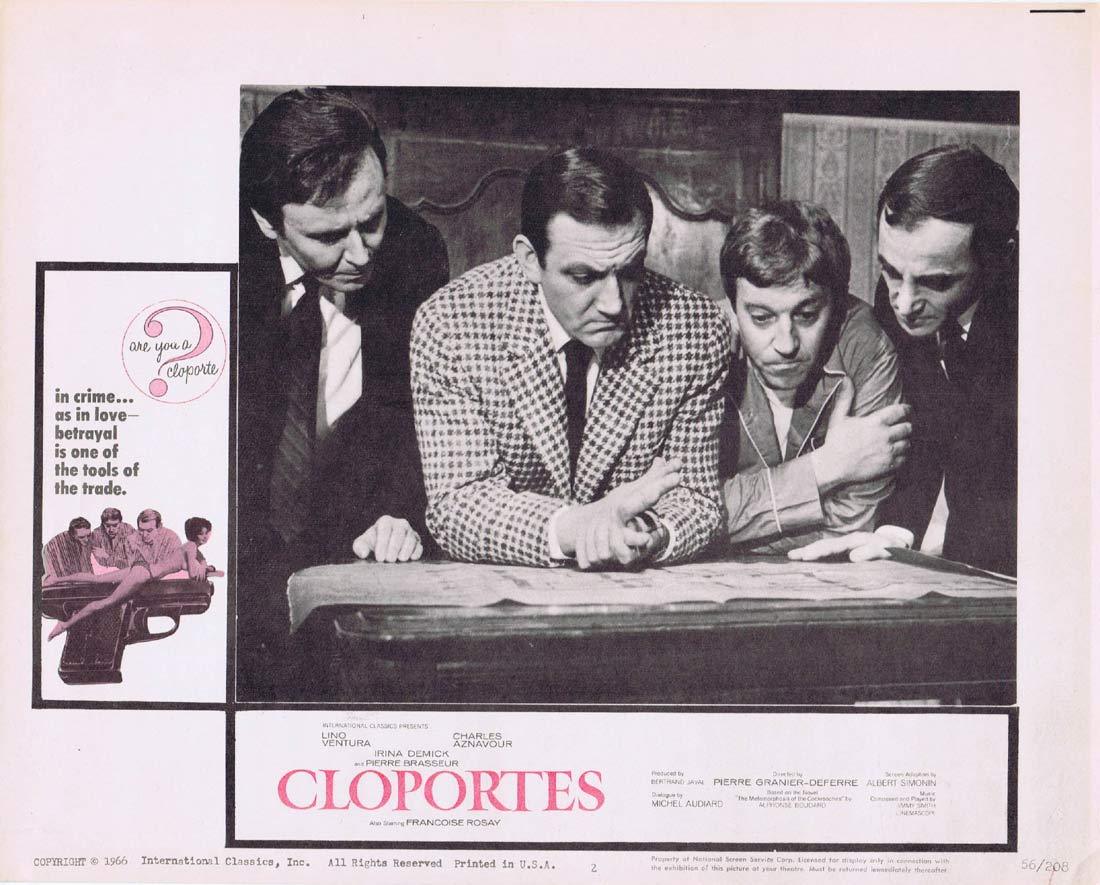CLOPORTES Original Lobby Card 2 Lino Ventura Charles Aznavou