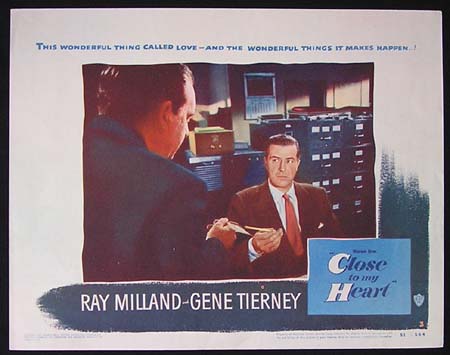 CLOSE TO MY HEART 1951 Ray Milland ORIGINAL US Lobby card 3