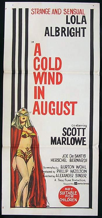 A COLD WIND IN AUGUST Daybill Movie Poster 1961 Lola Albright Australian Daybill