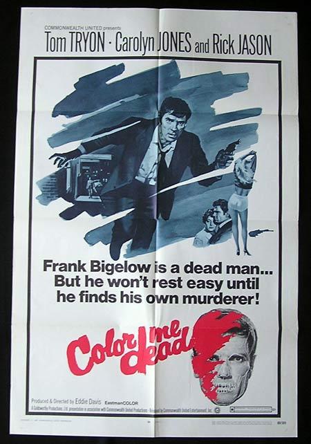 COLOR ME DEAD Movie Poster 1969 Tom Tryon FILM NOIR Australian Made Film US One sheet
