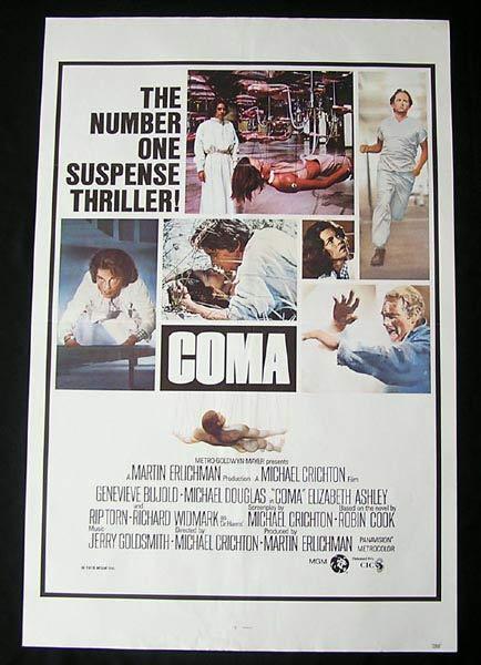 COMA Original One sheet Movie poster Michael Douglas Genevieve Bujold