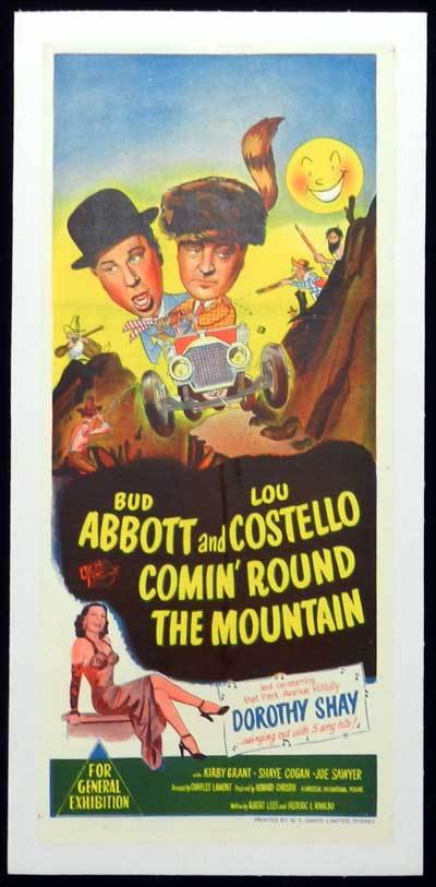 COMIN ROUND THE MOUNTAIN Daybill Movie poster 1951 Linen Backed Abbott and Costello