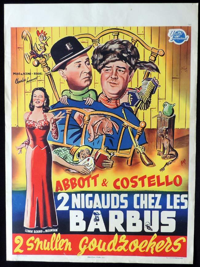 COMIN ROUND THE MOUNTAIN Original Belgian Movie poster Abbott and Costello