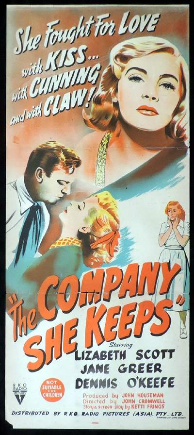 THE COMPANY SHE KEEPS Daybill Movie Poster 1951 Lizabeth Scott RKO Film Noir