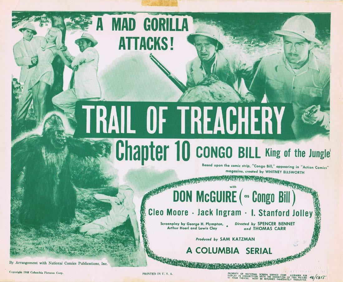 CONGO BILL KING OF THE JUNGLE Original Lobby Card Chapter 10 Columbia Serial Mad Gorilla
