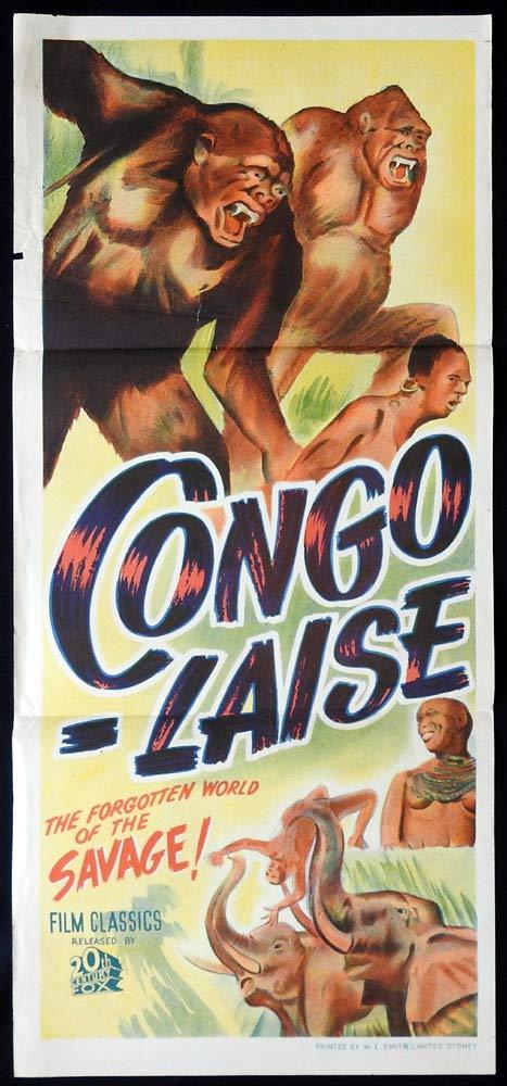 CONGO-LAISE Original Daybill Movie poster Gorilla 1950 Documentary