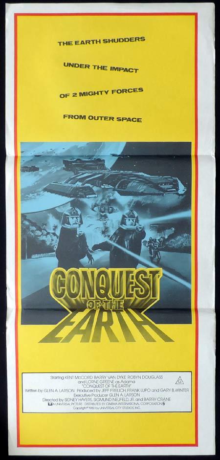 CONQUEST OF THE EARTH Original daybill Movie poster Kent McCord Sci FI