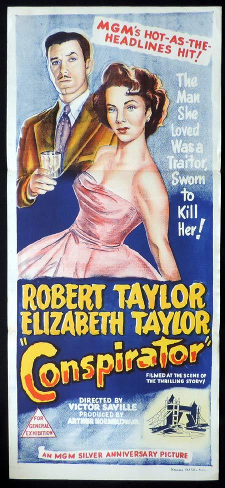 CONSPIRATOR Original Daybill Movie Poster Robert Taylor Elizabeth Taylor