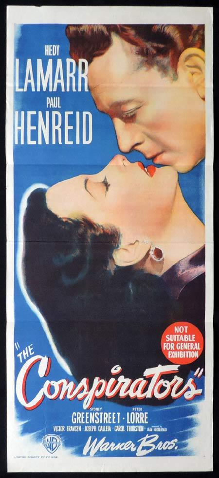THE CONSPIRATORS Original Daybill Movie Poster Hedy Lamarr Paul Henreid