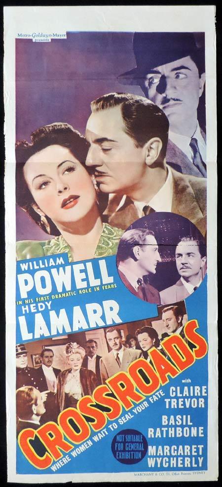 CROSSROADS Original Daybill Movie Poster WILLIAM POWELL Hedy Lamarr Film Noir