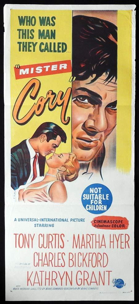 MISTER CORY Original Daybill Movie poster Tony Curtis Martha Hyer