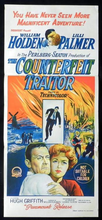COUNTERFEIT TRAITOR Original Daybill Movie Poster William Holden Lilli Palmer