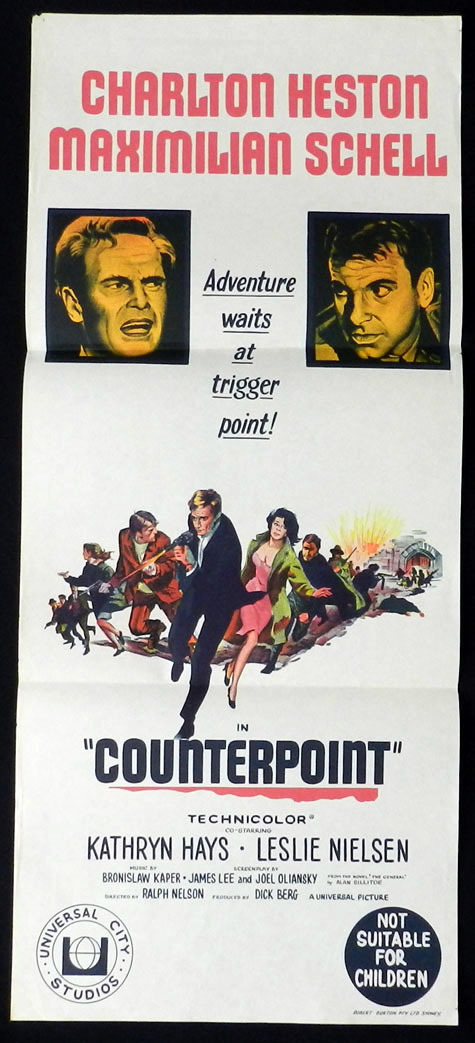 COUNTERPOINT Charlton Heston Maximillian Schell VINTAGE Daybill Movie poster