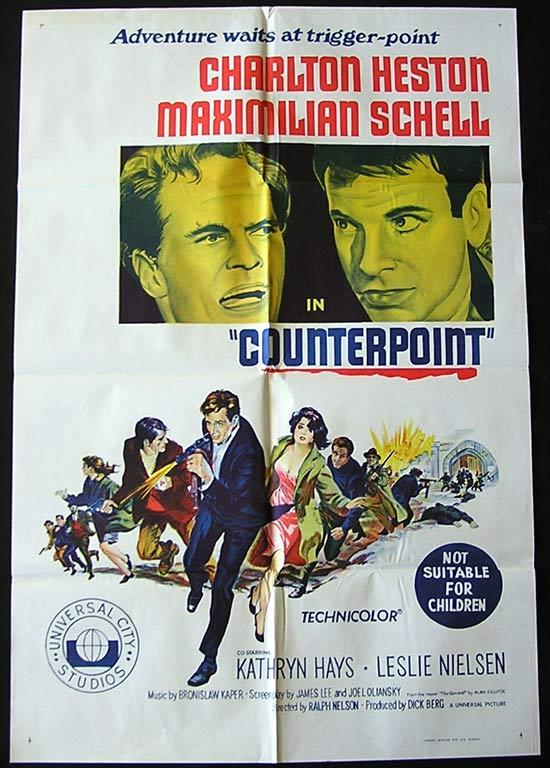 COUNTERPOINT Original One sheet Movie poster Charlton Heston