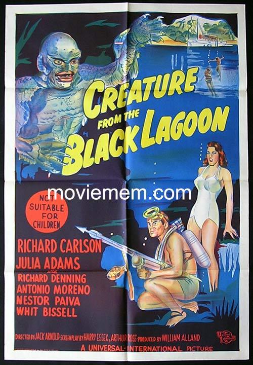 CREATURE FROM THE BLACK LAGOON Movie Poster 1954 Sci Fi RARE Australian One sheet