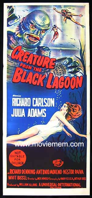 CREATURE FROM THE BLACK LAGOON Movie Poster 1954 Sci Fi RARE daybill