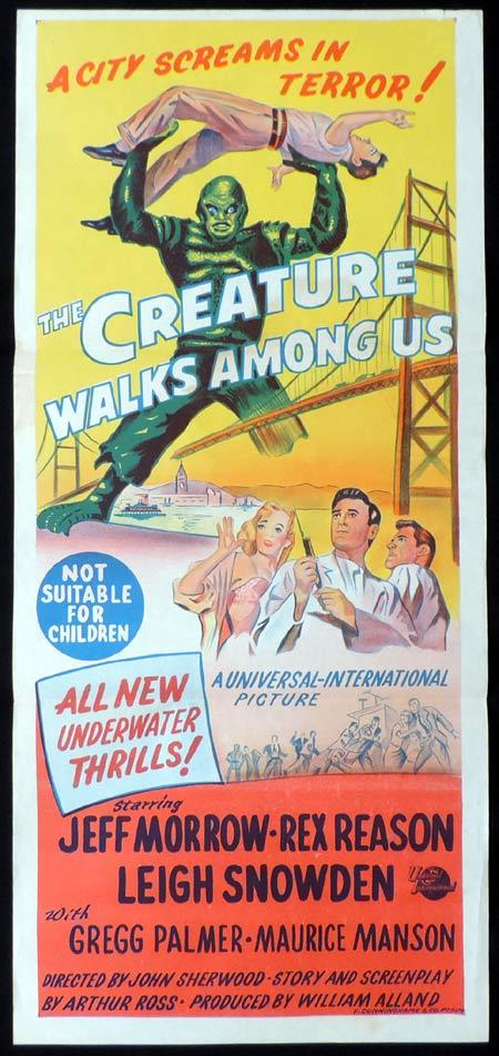THE CREATURE WALKS AMONG US Original daybill Movie poster Black Lagoon Sci Fi